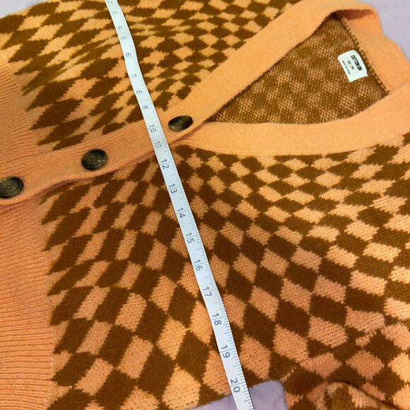 Cotton On cropped checkered cardigan - orange and brown - Picture 7 of 7